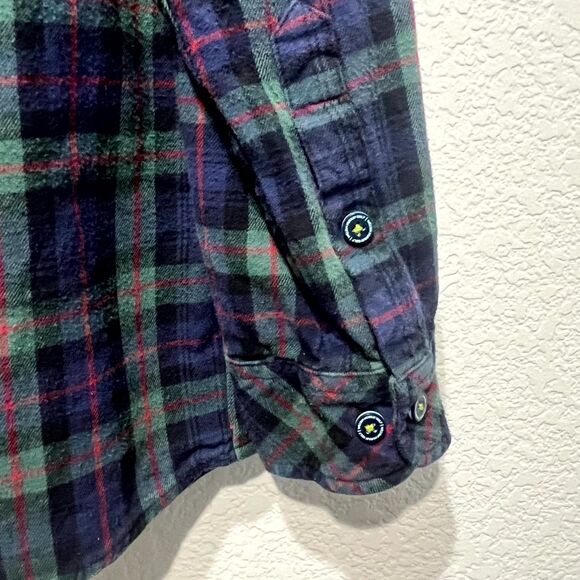 William Murray Golf Flannel Shirt Mens L Multicolor Plaid Cotton Stretch Pleated - Picture 12 of 16